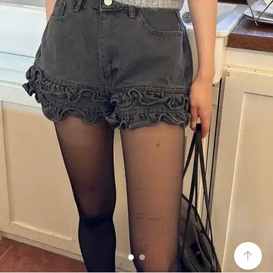 리지 프릴 피그먼트 데님 숏팬츠 S