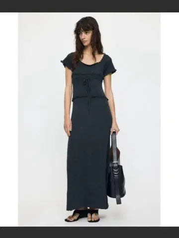 MOUSSY MELLOW STITCH LONG 드레스 차콜 그레이
