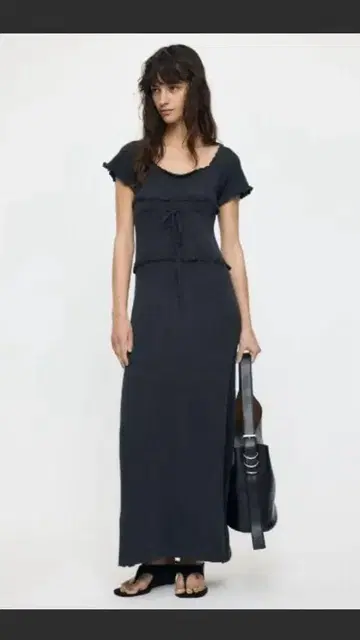 MOUSSY MELLOW STITCH LONG 드레스 차콜 그레이