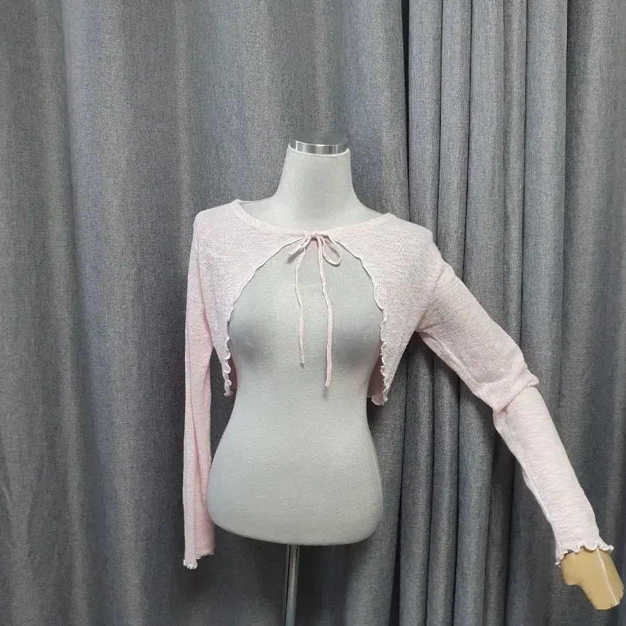 핑크 볼레로 가디건
