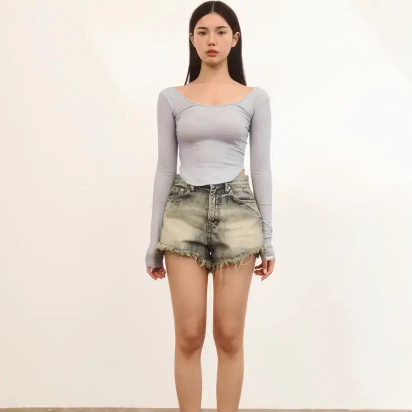 [네이키드서프클럽] 레터링 데님 숏팬츠_indigo blue size 1