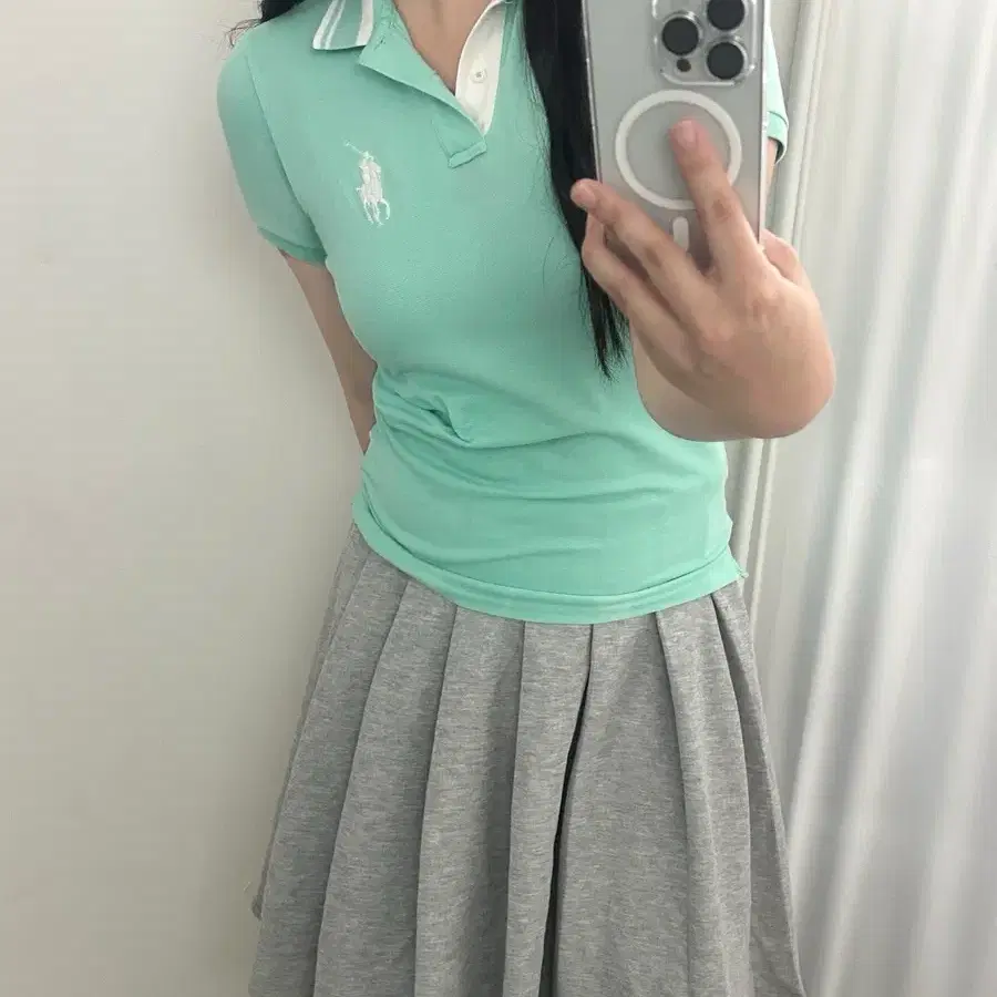 폴로 랄프로렌 골프 민트 배색 빅포니 카라 티셔츠