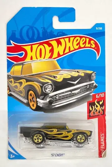 MATTEL HW FLAMES 6/10 HOTWHEELS '57 CHEVY 9/250