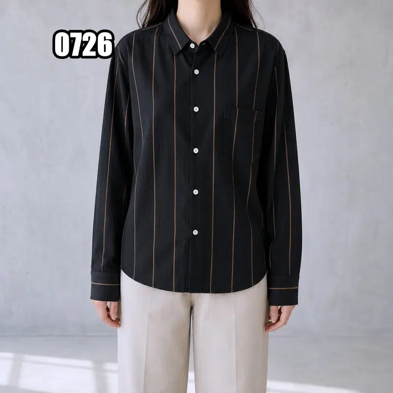 2XL 아미 스트라이프 포플린 레귤러 셔츠 블랙(새상품)