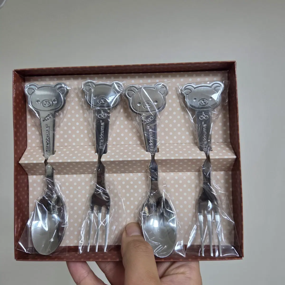 빈티지 토이 인형 고전 만화 피규어 캐릭터 일본 산엑스 리락쿠마 포크 스푼 세트