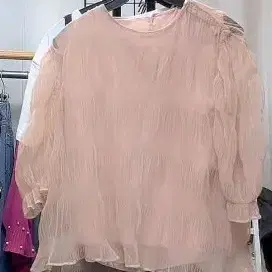 시스루 블라우스 핑크