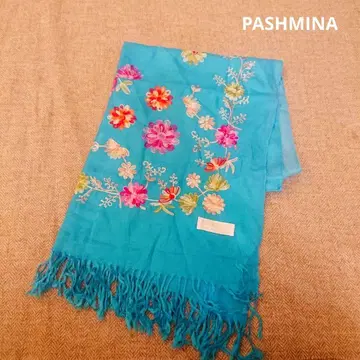 1회 착용만 PASHMINA 파슈미나 꽃무늬 자수 스톨 프린지