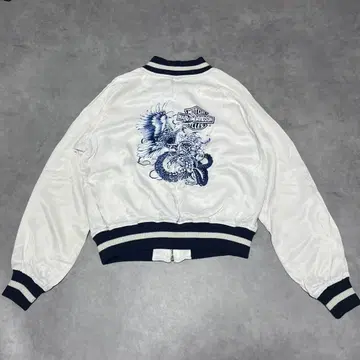 레어 90s 할리데이비슨 스카잔 이글 용 레이온 화이트 L