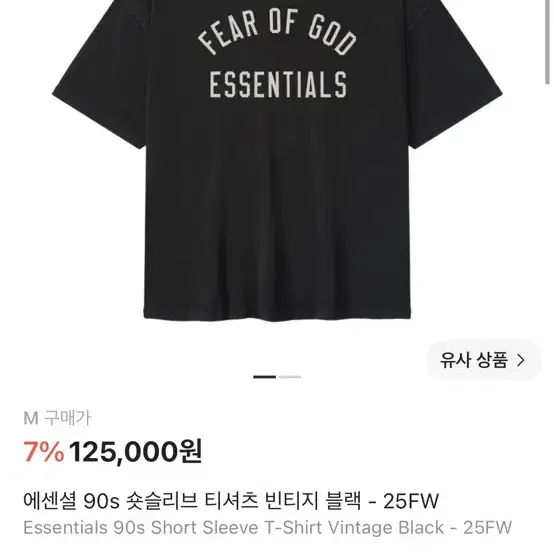 피오갓 에센셜 90s 반팔 빈티지 블랙 M