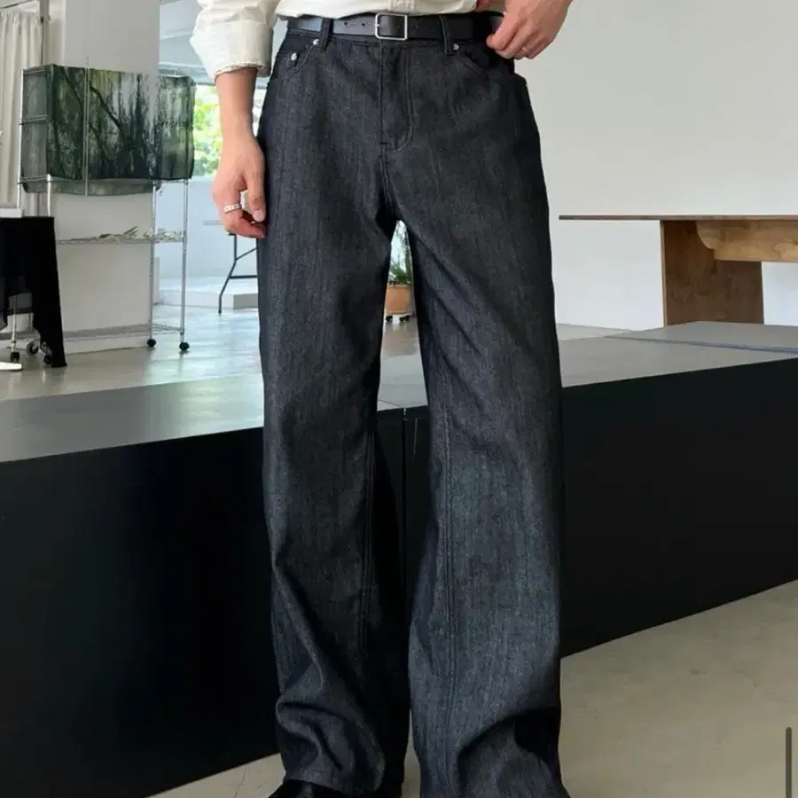 마일드마켓 블랙 인디고 데님 팬츠 청바지 M