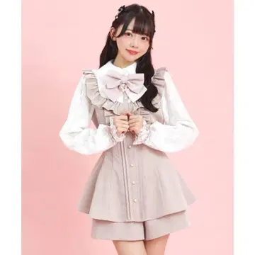 LIZLISA 레이스 소매 프릴 셋업