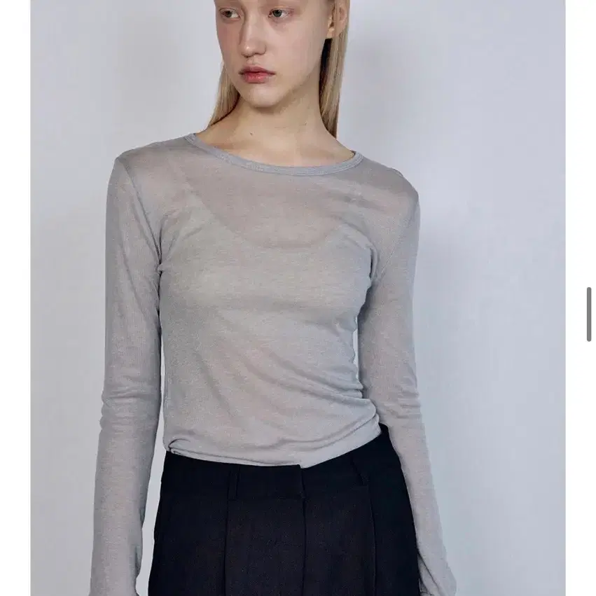 닉앤니콜 wool tencel tee gray