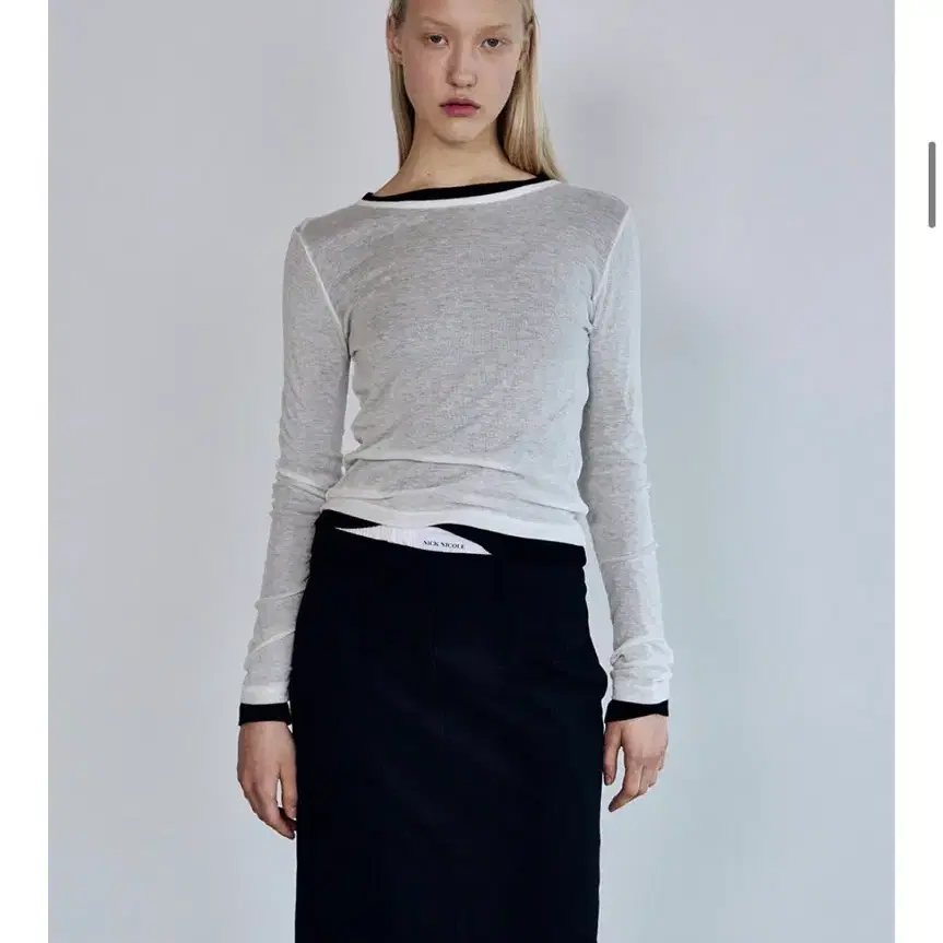 닉앤니콜 wool tencel tee ivory