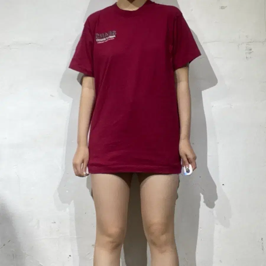 90s Made In USA SEARS 로고 그래픽 버건디 티셔츠 M