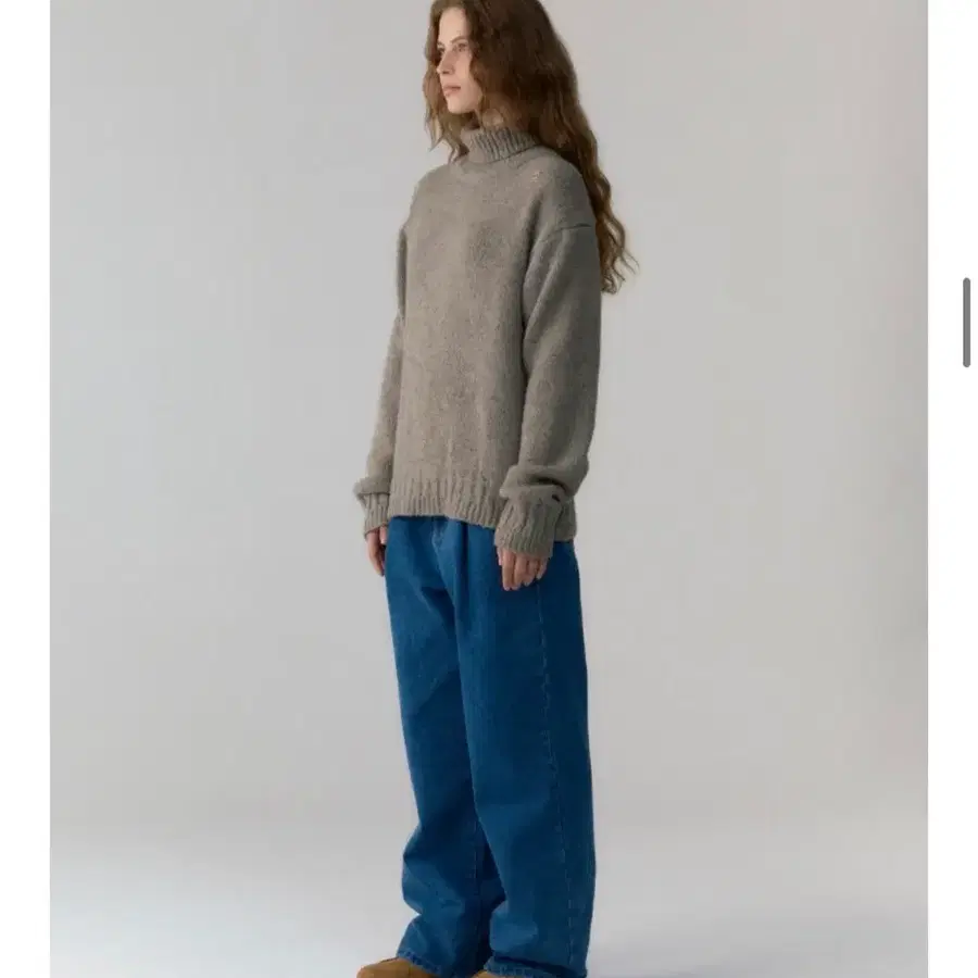 드파운드 블루데님 pintuck wide denim pants - medium blue