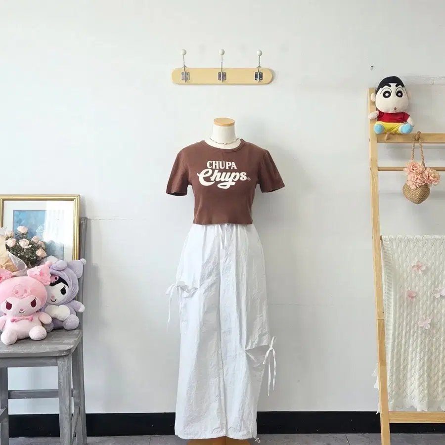 빈티지 만원샵 ZARA 브라운 숏 반팔티