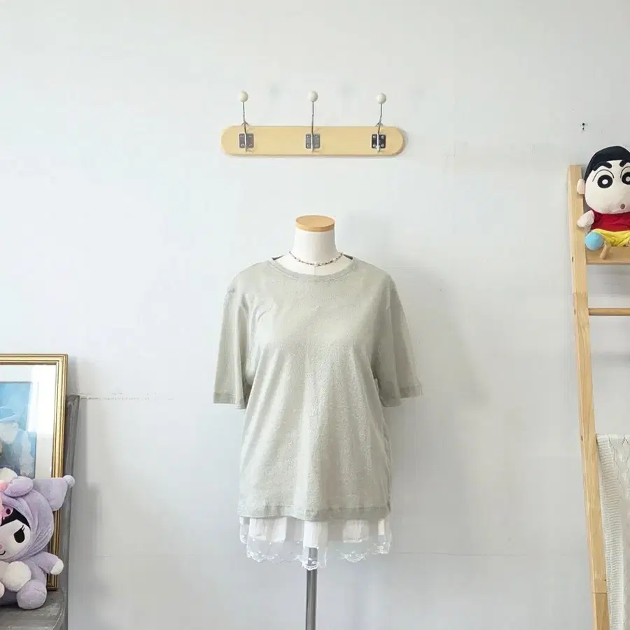 빈티지 만원샵 celebshop 카키 트윙클 반팔티