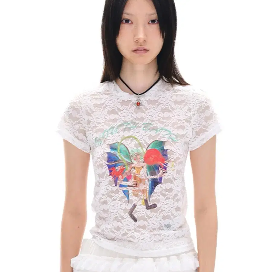 유쓰배쓰 FF LACE T-SHIRT_WHITE 화이트 레이스 반팔 티셔츠
