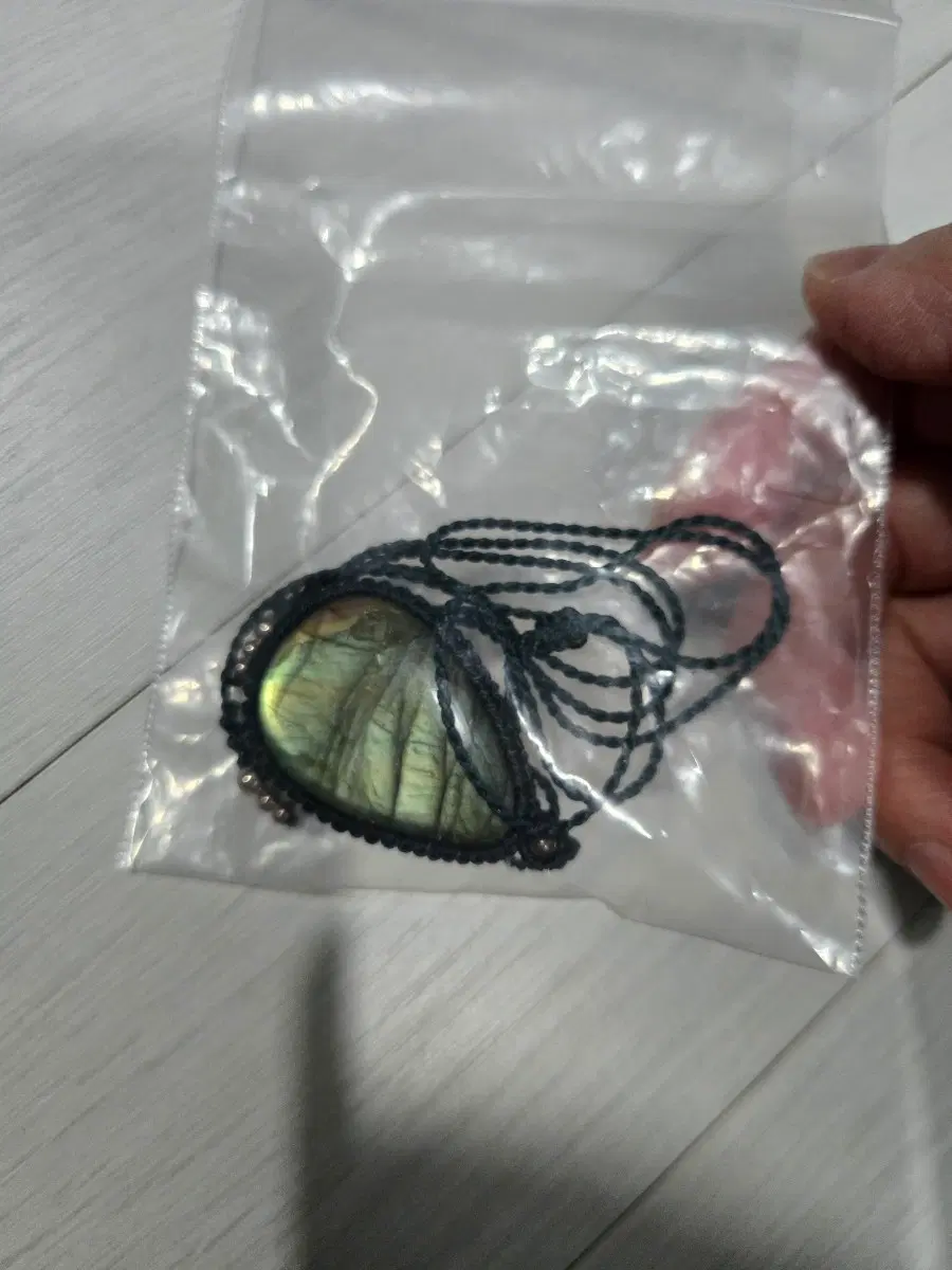 천연 원석 라브라도라이트 마크라메 목걸이