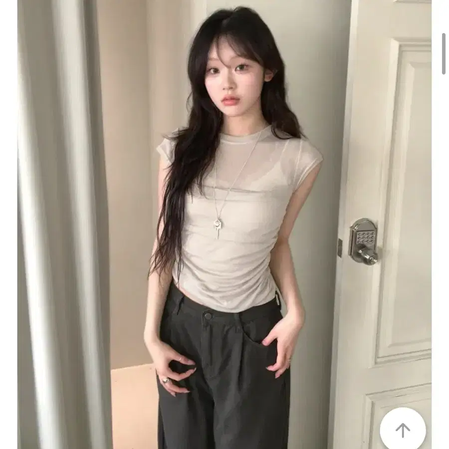 레니 슬림핏 옆셔링 반팔 티셔츠