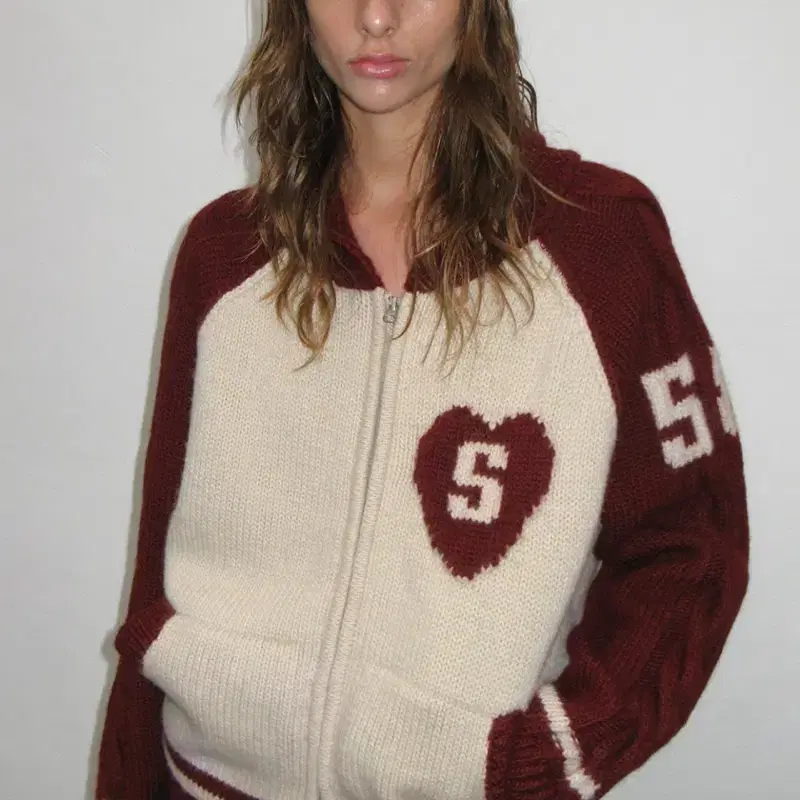 썬번프로젝트 Sunburn Cowichan Cable Jacket RED 가디건