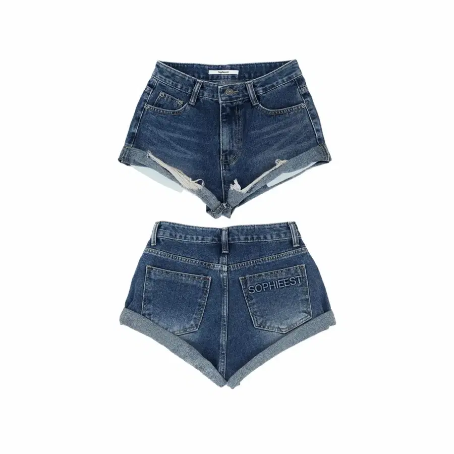 SOPHIEEST 데님 숏팬츠 롤업 청반바지
