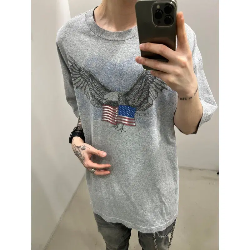 무리나 성조기 프린팅 반팔티 r4377