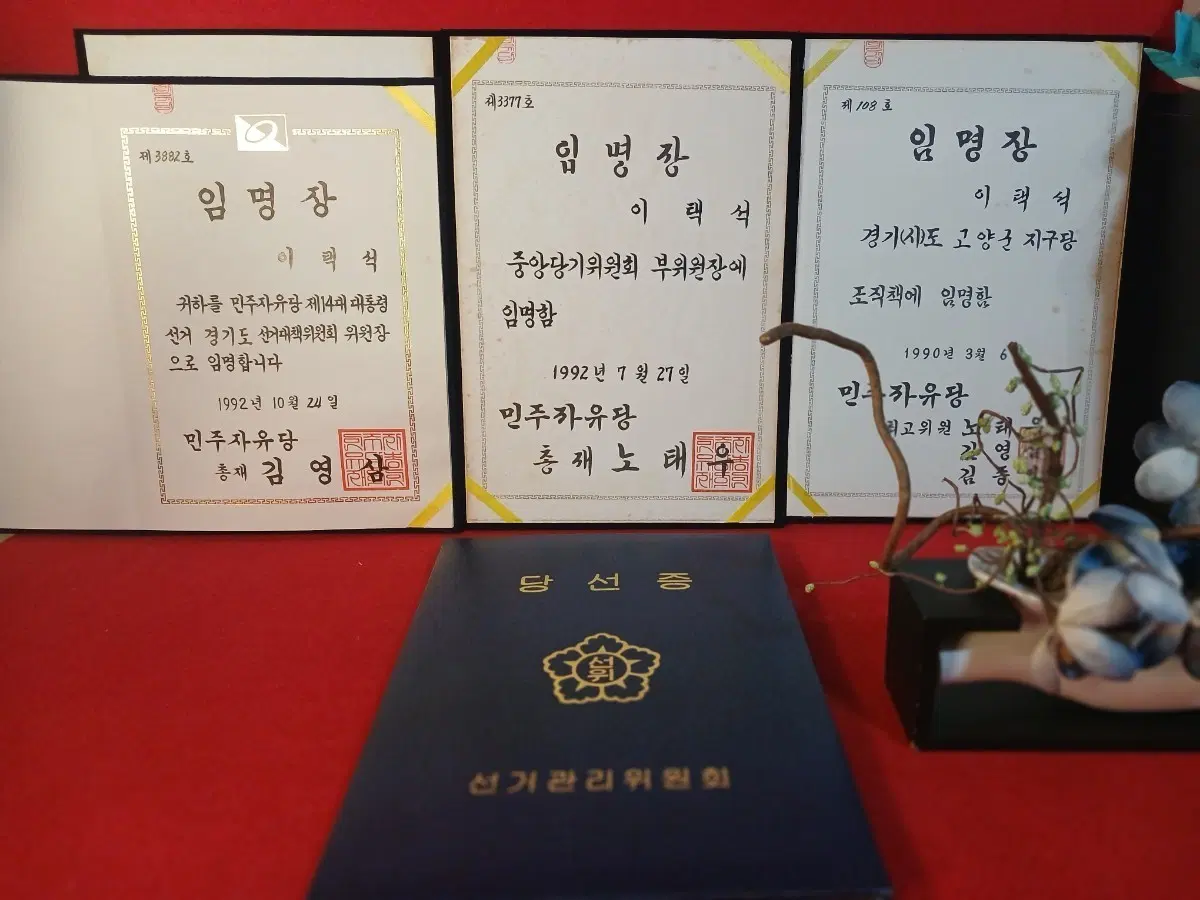 민주자유당 최고위원 : 노태우,김영삼,김종필