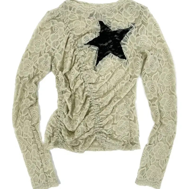 알크미 Lace Star Shirring Top Olive 셔링 긴팔 탑 S