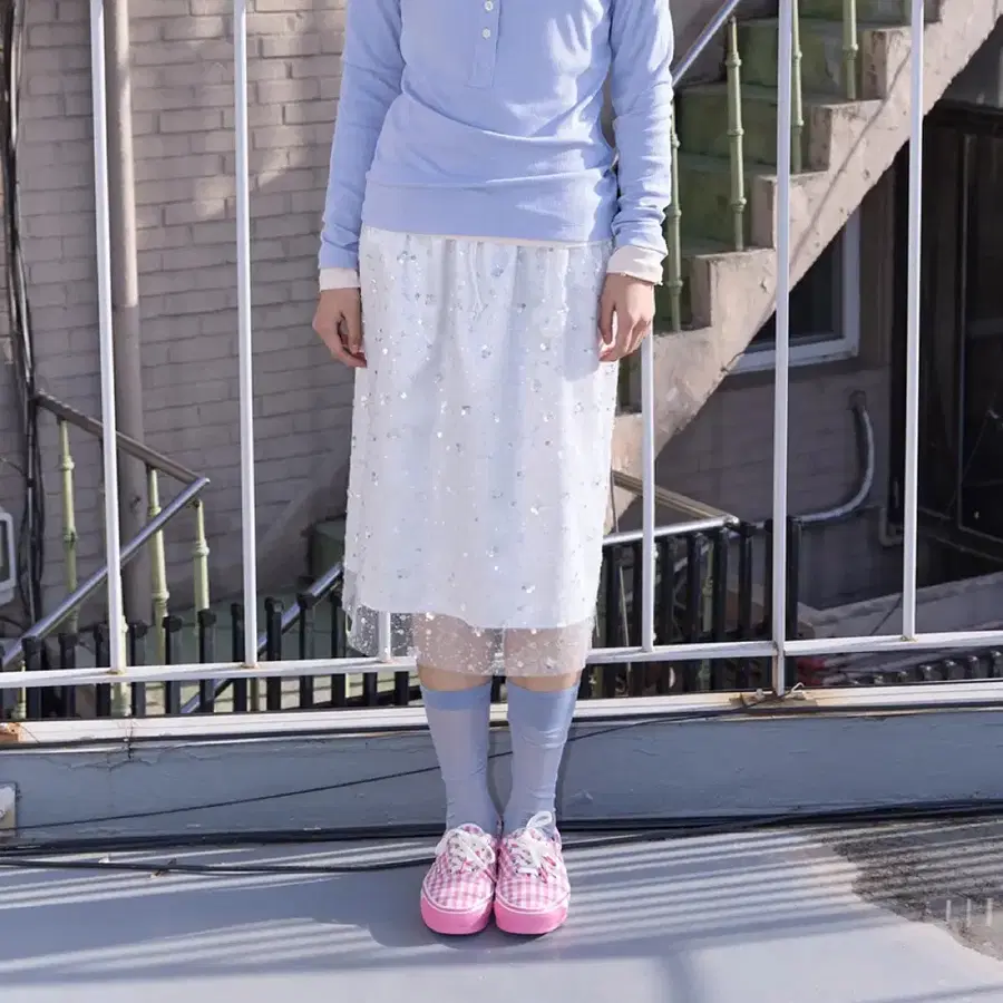 호쿠스포쿠스 Glimmer Sequin Skirt Silver