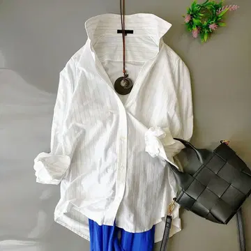 온워드 아이씨비 긴팔 스트라이프 셔츠 얇은 소재 코튼 100% S 겉옷