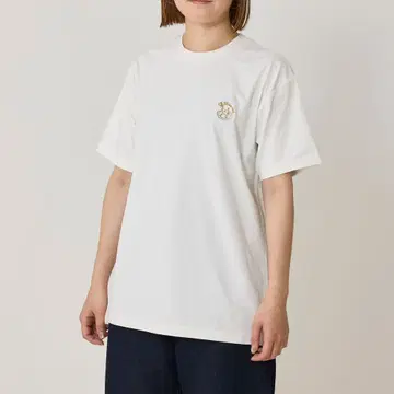 코메다 커피점 반팔 티셔츠 화이트 시로노와르 자수
