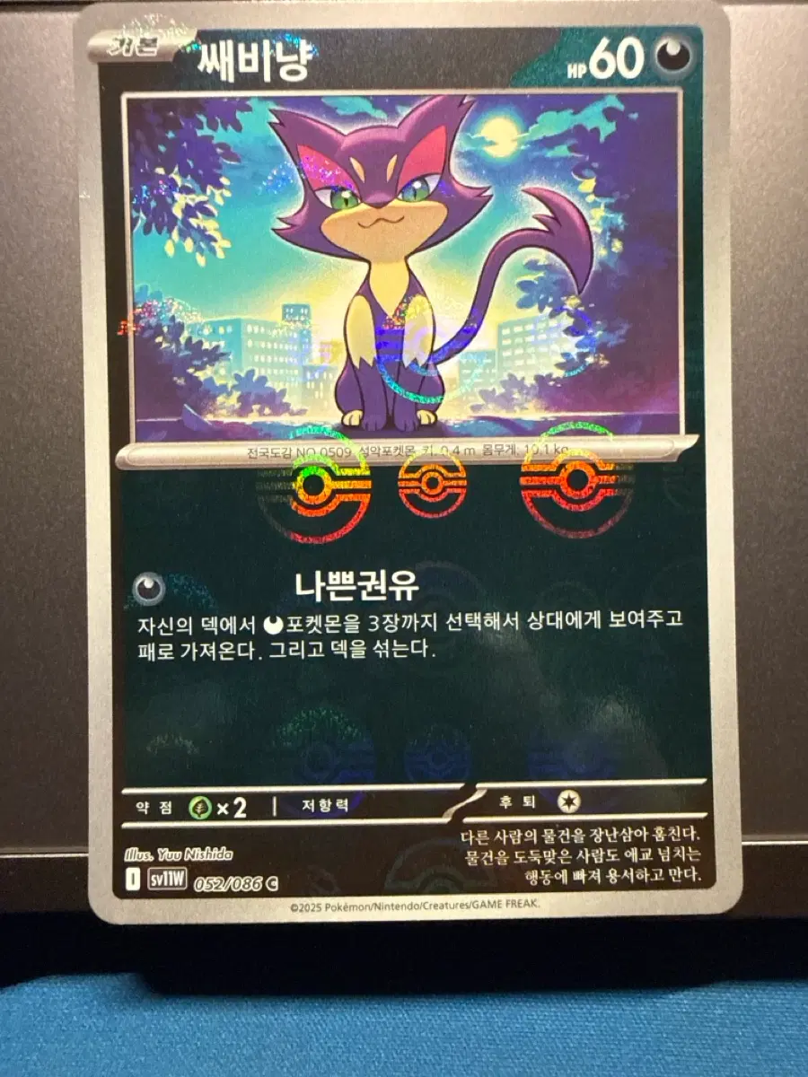 포켓몬 카드 쌔바냥 052/086 C (몬스터볼 홀로)