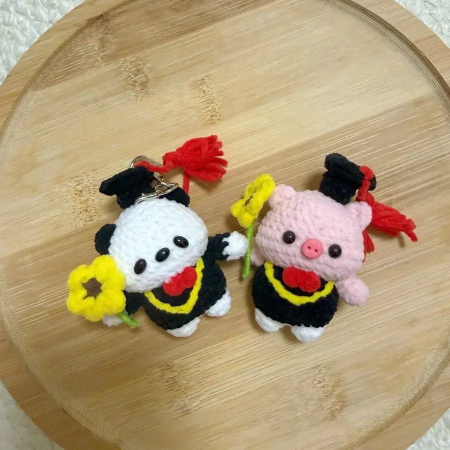 핸드메이드 코바늘 졸업 판다 돼지 인형 키링 개당 가격