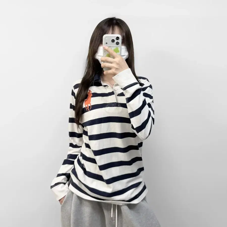 폴로 랄프로렌 빅 포니 자수 스트라이프 럭비티