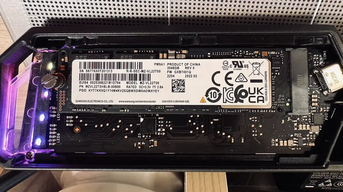 삼성 PM9A1 2TB NVMe PCIe 4.0 SSD / 상태 100%