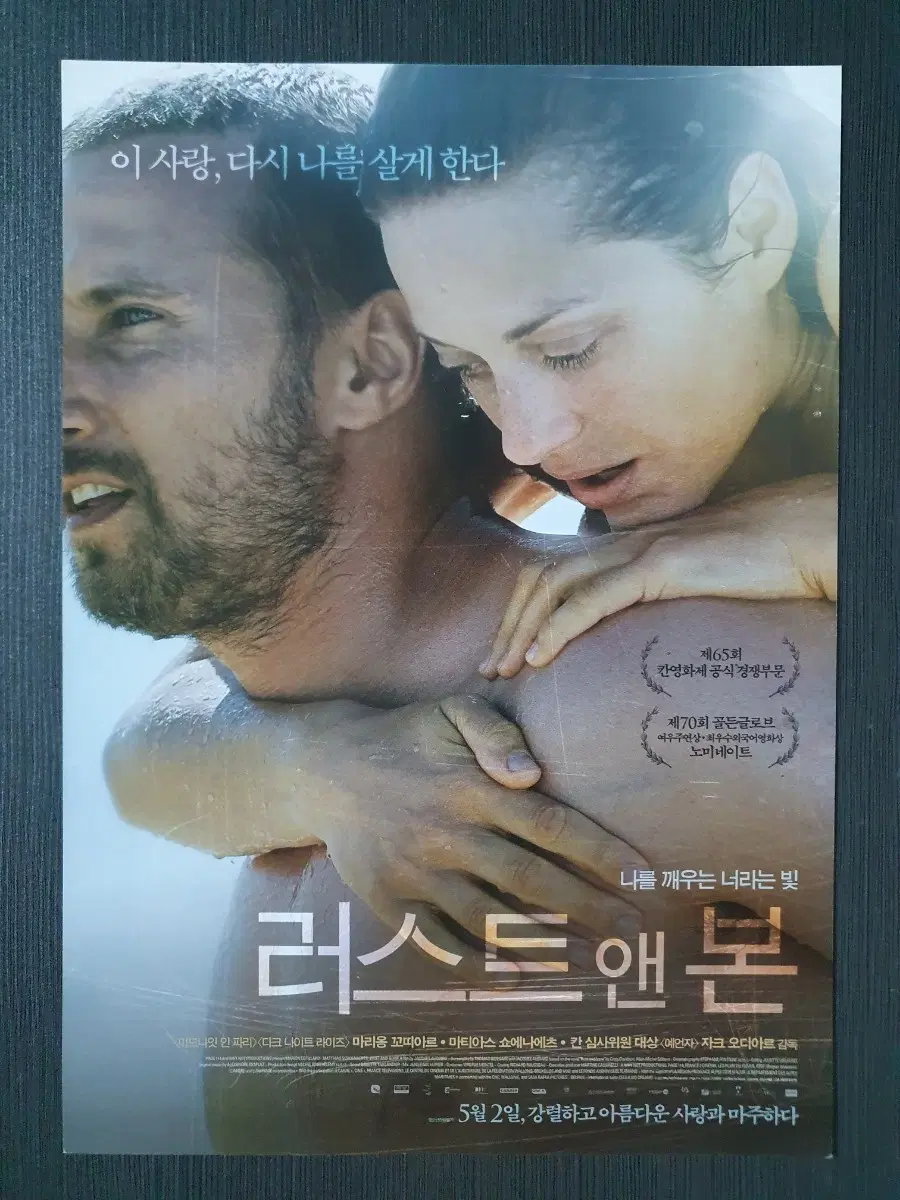 러스트 앤 본 영화 전단지 팜플렛 A4 마리옹 꼬띠아르 마티아스 쇼에나비츠