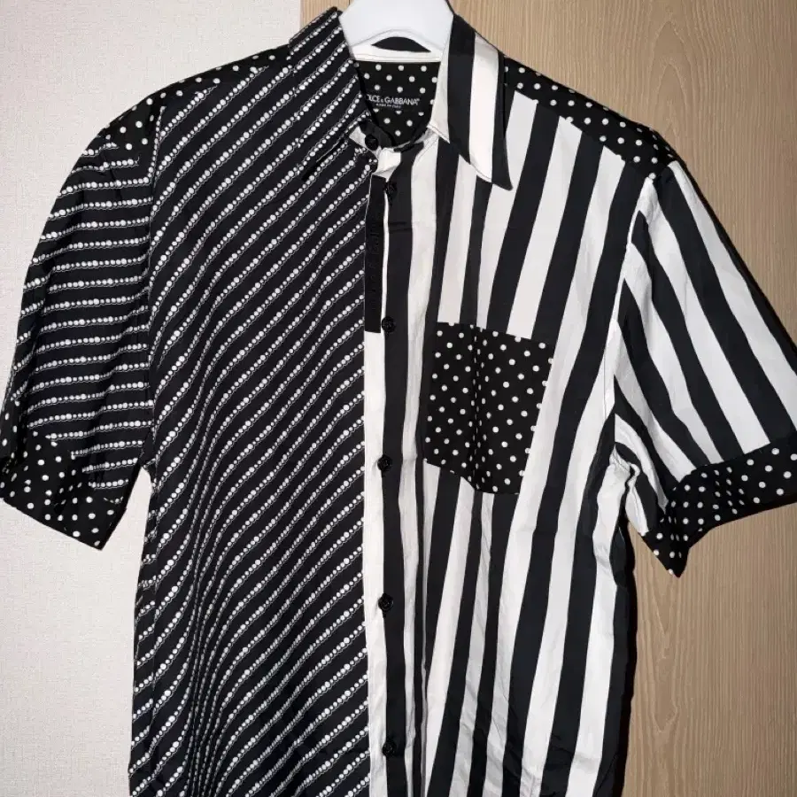 Dolce & Gabbana Black & White Patchwork Cotton Shirt
