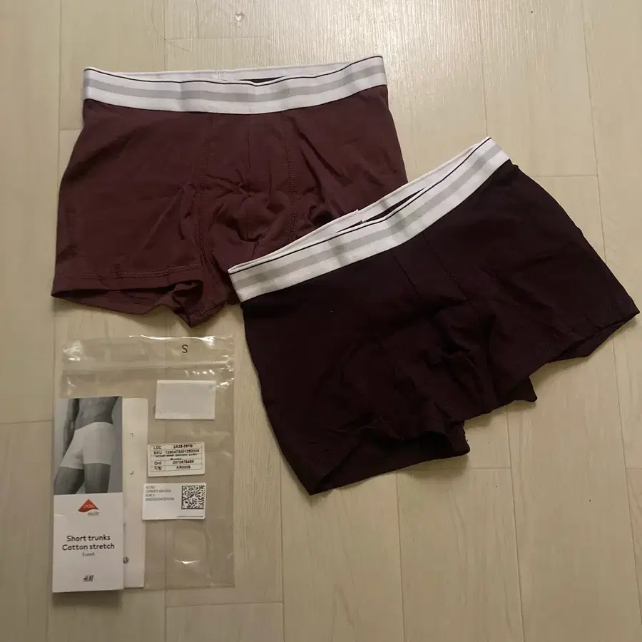 [S size]H&M 남성 숏트렁크 코튼 스트레치 2장