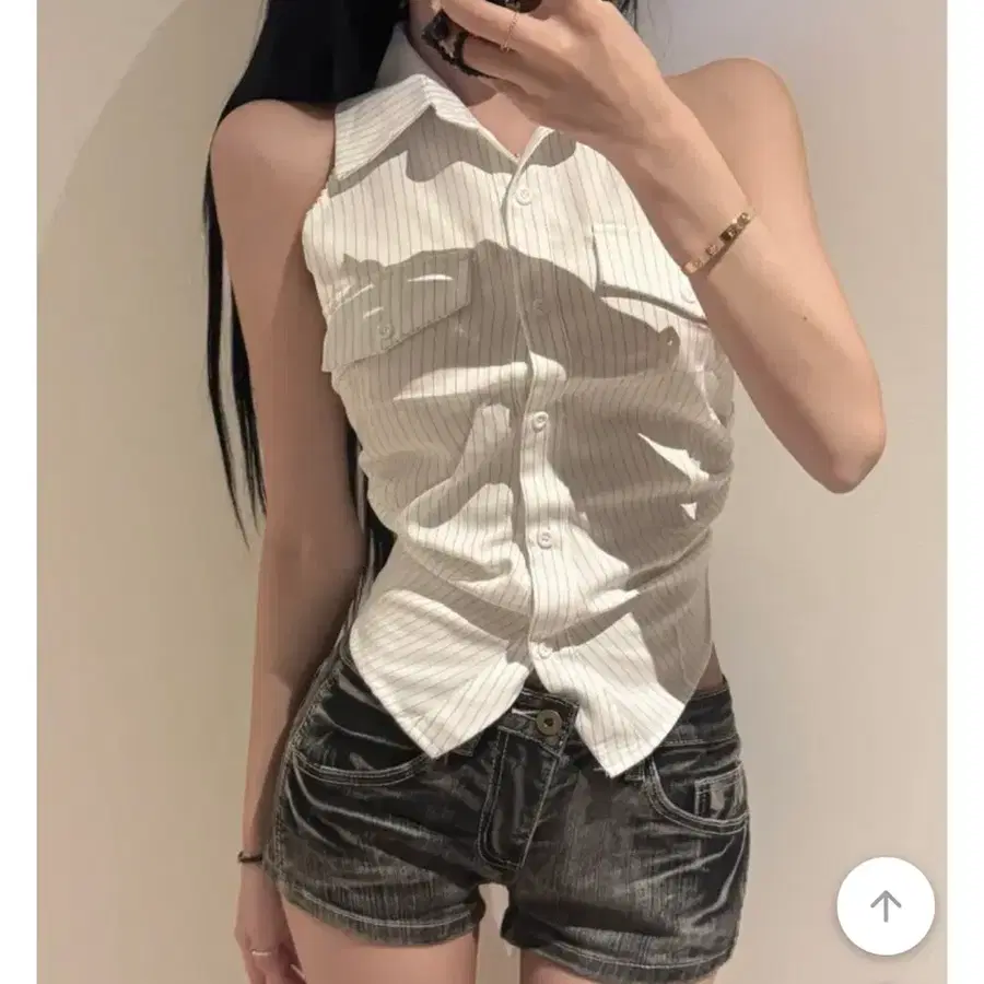 홀터넥 나시 블라우스 하얀색