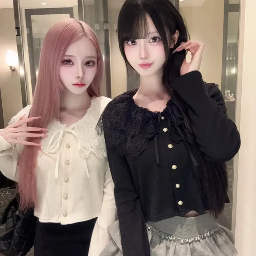 GRL 그레이 레이스 리본 가디건 블랙