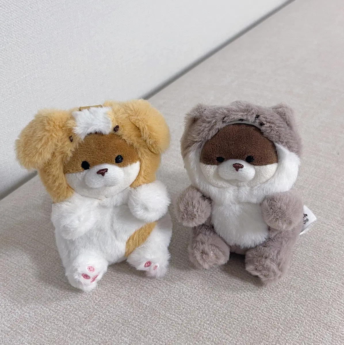 신상 우소우소 동물 코스튬 우소우소짱 강아지 고양이 인형 키링 2종 일괄