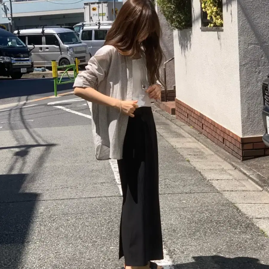(택포/새상품) 온스 칼럼 스커트 H라인 롱스커트 블랙 S