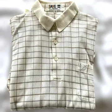 DAKS Signature 피케 셔츠 체크 무늬 가슴 포켓 포함