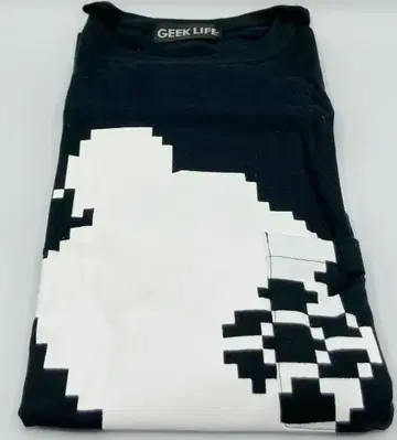 노츠 GEEK LIFE 티셔츠 스페이스 하리어 실루엣 + 원 포인트 스티치 포켓 블랙 M 사이즈