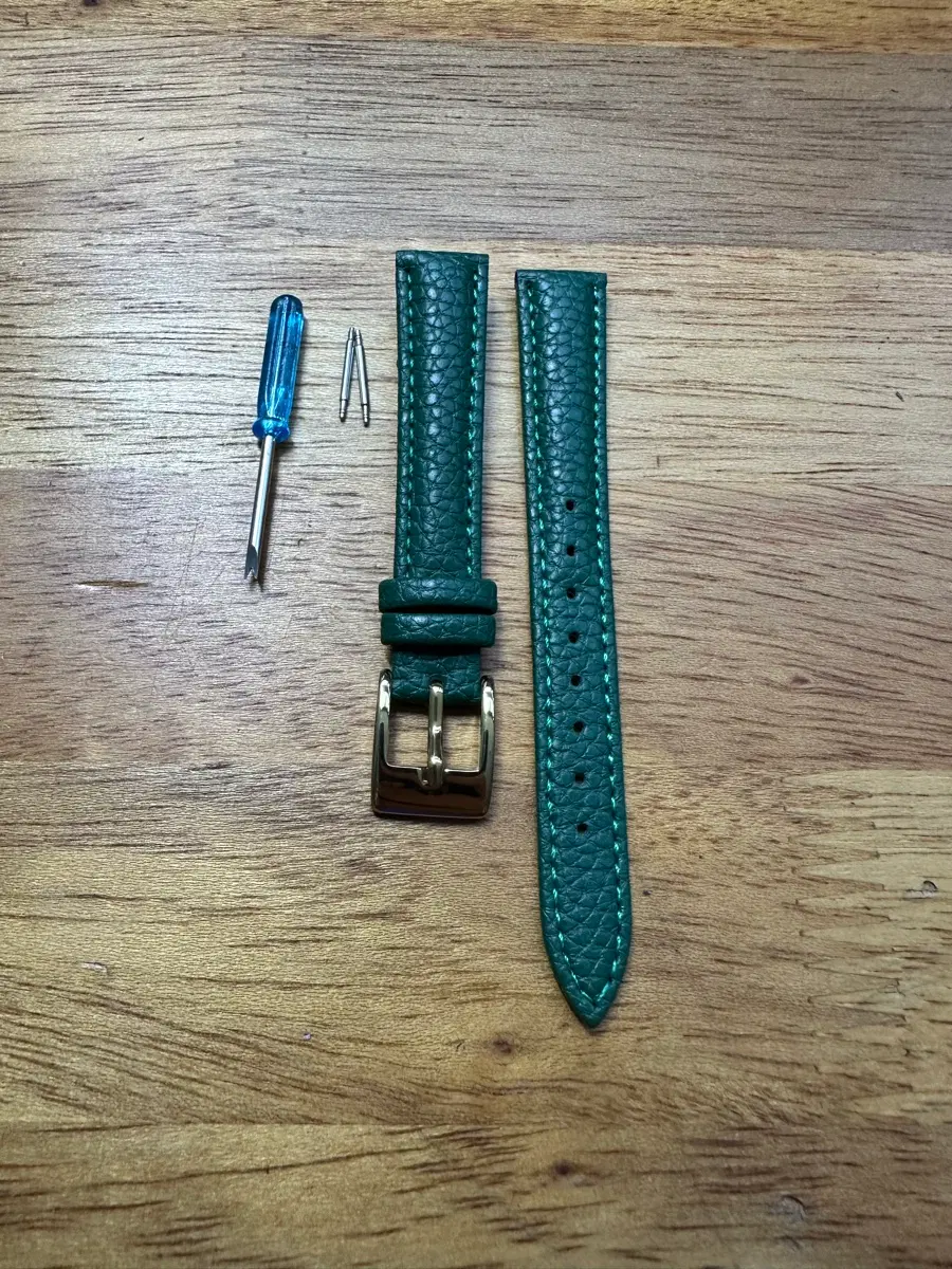 소가죽 시계줄 그린색 + 공구 포함 (새상품)14mm