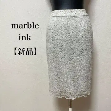 새상품 marble ink 전체 레이스 타이트 스커트 38 아이보리 꽃무늬