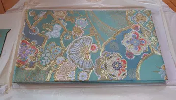 [새상품급] 순수 실크 후쿠로 오비 부채꽃 문양 금실 포멀