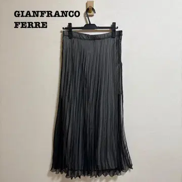 GIANFRANCO FERRE 실크 혼방 롱 플리츠 스커트 42