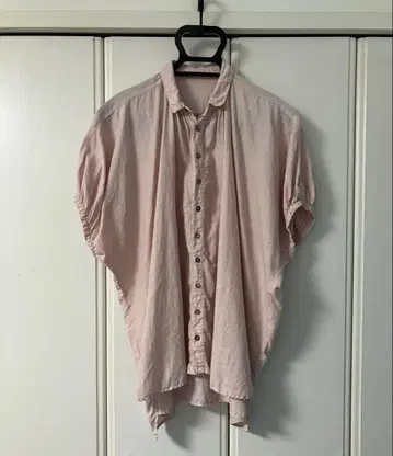nest Robe 린넨 100% 반팔 블라우스 핑크